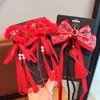 Baby Girl Bow Ball Tassel for Little Girls Red Chinese Style New Year Hair