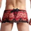 Underpants Sexy Men Sissy Lace Lingerie Skirt Panties Gay Underwear Sheer Boxer Briefs Clubwear Erotic Langerie U Convex Scrotum