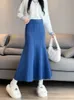 Skirts Knitted Long Skirt for Women Fashion Korean Autumn Winter Ankle-Length Casual Slim Midi Skirt Solid Elegant Women's Skirts 231211