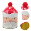 Storage Bottles Christmas Candy Jar Santa Red Hat Lid Metal Cookie Air Tight Coffee Shape Can