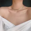 Collana girocolli moda coreana per donna Collana in argento color oro con catena cubana Collana con gioielli di moda Regali317l