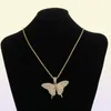 Men Women Hip Hop Butterfly Pendant Necklace with 13mm Miami Cuban Chain Iced Out Bling HipHop Necklaces Fashion Charm Jewelry X075039559