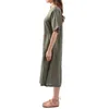 Party Dresses Ly Linen Women'S Summer Dress Sexy V-Neck Short Sleeve Open Side Back Bandage Chic Long Maxi Sundress