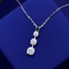 Beautiful and elegant design 6.5mm 5mm 4mm round moissanite diamond pendant necklace in 14k white gold