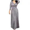 Robes décontractées 2023 Sexy Deep V Col Jupe Paillettes Bling Brillant Robe élégante Plus Taille Femmes Robe de soirée