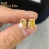 Wong Rain Classic 100% 925 Sterling Silver Created Moissanite Citrine Gemstone Earring Eor 스터드 결혼식 고급 보석 전체 C227K