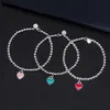 100% 925 prata esterlina azul coração-forma pingente contas corrente pulseira moda diy jóias acessórios para mulher gift2687