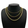 Wholesale Hip Hop Twisted Chain Men Gold Plated Necklace Custom 2MM 3MM 5MM Cuban Chain Necklace For Men Women Jewelry