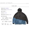 Herren Hoodies Sweatshirts ABOORUN Herrenmode Denim Patchwork Sweatshirts Hi Street Broken Hole Pullover Hoodies für Männer 231208