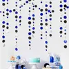 Decorazione per feste 13 piedi blu navy nero argento spazio compleanno cerchio punti ghirlanda Royal Polka Streamer forniture annuali