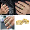 Rings Wholesale Engraved Cz Evil Eye Gold Wide Engagement Band For Lady Women Party Gift Finger Jewelry Classic Antique Ring Drop Del Dhgig