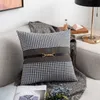 Kuddefodral Houndstooth Faux Leather Horse Buckled SOFA CUSHION COVER 45x45 Kuddar Kudde Hemstolens bildekor 231211