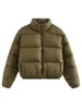 Trenchs de femmes Manteaux Vintage Femmes Brown Chaud Puffer Vestes 2023 Mode d'hiver Dames Élégant Court Parka Casual Femme Chic Vert