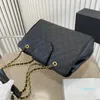 Bolso de mano de lujo para mujer, bolso con cadena de gran capacidad, cadena clásica de Metal dorado, mochila de un hombro de diseñador para exteriores, compras sencillas