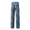 Mäns jeansbyxor för pojkar Kläder Mens Slim Fit Straight Tube Retro Hip Hop Pants Street Lattice Pantalones de Mujer
