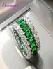 ELSIEUNEE 100 925 Sterling Zilver Gemaakt Moissanite Emerald Edelsteen Ring voor Vrouwen Verjaardag Cocktail Party Fijne Sieraden 21031327359