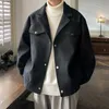 Herrgravrockar 2023 Autumn Suit Collar Jacket Korean Fashion Single Breasted Windbreaker Manlig ytterkläder Ullöverrock 230921C7J9