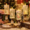 Party Decoration Christmas Water Injection Candle Santa Claus Battery Operated Xmas tema LED -ljus Crystal Light Floating Snow Music Box