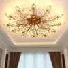Modern K9 Crystal LED Flush Mount Ceiling Chandelier Lights Fixture Gold Black Home Lamps for Living Room Bedroom Kitchen275u