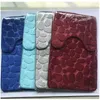 Carpets Set of 3 Bathroom Bath Mat Soft Non Slip 2PCS Cobblestone Rug Absorbent Shower Toilet Lid Cover Floor 231211