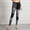 Damesbroeken Katoenmix Jeans Colorblock Patchwork Slim Fit Hoge taille met knoopsluiting Zacht voor woon-werkverkeer Vrouwen