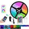 شرائح LED ضوء شريط مع 2835 5050 RGB LEDS أضواء 5M آمنة الايبوكسي wifi الصوت Bluthtooth وحدة تحكم تطبيق الهاتف الذكي مصباح Dhljo