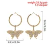 Boucles d'oreilles pendantes pour femmes, tendance Super Flash, strass complet, grand cerceau papillon, bijoux à la mode, pendentif esthétique, 2023