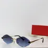Novo design de moda óculos de sol em forma de losango 0433S armação de metal lente de corte sem aro estilo simples e popular versátil ao ar livre óculos de proteção UV400
