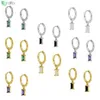 White black green purple Color CZ Earrings Set Tiny Charming Crystal 925 Sterling Silver Small Hoop Earrings for Women Jewelry243D