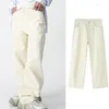 Jeans pour hommes Hommes Baggy Casual Large Jambe Denim Pantalon Mâle Hip Hop Y2k Marron Blanc Café Pantalon Hommes Vêtements
