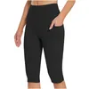 Pantaloni attivi in cotone Yoga per donna Petite pantaloncini corti a vita alta con tasche 3