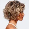 Cosplay Wigs Little Sweetheart Wig Women's Fashion Partial Gradual Golden Short Curly Hair Oblique Bang Head Cover 231211