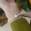 Beaded Ashiqi Natural Freshwater Pearl Shell Flower Armband 925 Sterling Silver Fashion Jewelry for Girl 231208