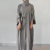 民族衣類イスラム教徒の女性オープンアバヤ着物マッチングセットラマダンイードアバヤドバイトルコインナーヒジャーブドレスイスラムカフタンジャラビヤローブ