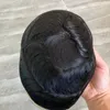 Çift Knot Tam Dantel Bakire İnsan Saç Erkekler Toupee 30mm Dalga Doğal saç çizgisi 8x10 "Kısa Saç Erkek Peruk Protez Sistemi