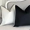 Pillow Case High Quality Black and White Velvet Hemming Pillowcase Simple Nordic Style Cases 50x50 Modern Light Luxury Cushions Cover 231211