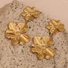 Dangle Earrings Two Flower Stitching Drop Waterproof Tarnish Free 316L Stainless Steel Decoration 18K Gold Plated Jewelry