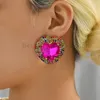 Boucles d'oreilles brillantes strass coeur piercing pour femmes luxe design original exagéré romantique élégant bijoux mode boucles d'oreilles