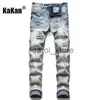 Calças masculinas Kakan - Europeu e americano casual slim fit reto zíper plissado jeans primavera e outono novos esportes jeans longos masculinos23-001 J231208