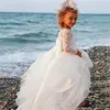 Girl Dresses First Communion Kids Surprise Birthday Present White Wedding Dress Lace Flower Princess Ball Beauty Pageant