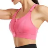 Yoga Outfit Lady Sports Sutiã Apoio Mulheres Front Zipper Fechamento Cross Back Design Sem Fio Respirável Para Correr