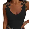 Camisoles Tanks Effen kleur strak kanten T-shirt voor dames Pure