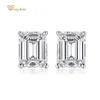 Stud Wong Rain 925 Sterling Silver Emerald Cut Created Moissanite Gemstone Diamonds White Gold Earrings Engagement Fine Jewelry269d