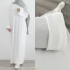 Roupas étnicas Modest Casual Plain Muçulmano Mulheres Com Nervuras O-pescoço Longo Maxi Vestido Turquia Dubai Árabe Kaftan Femme Abaya Eid Ramadan Jalabiya