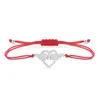 Charme Pulseiras CZ Cristal Latão Amor Coração com Asa de Anjo Pulseira Mulheres Menina Na Moda Cubic Zirconia Zircon Pena Red String Jóias