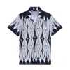 Lüks tasarımcı gömlekler erkek moda geometrik baskı bowling gömleği hawaii çiçek gündelik gömlekler erkekler ince fit kısa kol m-3xl