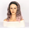Cosplay Wigs Wig female head with wig gradient pink short curly hair synthetic fiber matte mechanism head cover 231211