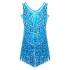 Stage Wear Paillettes Glands Robe Latine Femmes Sparkling Fringe Salle De Bal Samba Tango Danse Rave Costume