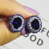 Choucong Brand Coldings Luksusowa biżuteria 925 Srebrny Owalny Owalny Cut Blue Sapphire CZ Diamond Stones Obiecane kobiety Engageme306n