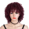 Syntetiska peruker Europeiska och amerikanska svarta mörkröda färg Korta peruker Puffy Small Curls Hair Explosive Afro Head Cover 231211